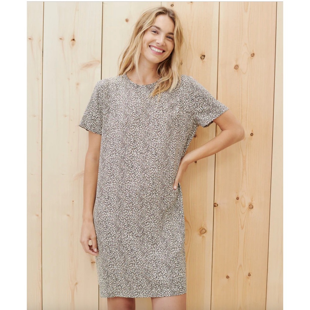 Jenni Kayne Leopard T-Shirt Dress Relaxed Shift Animal Print Capsule Size M